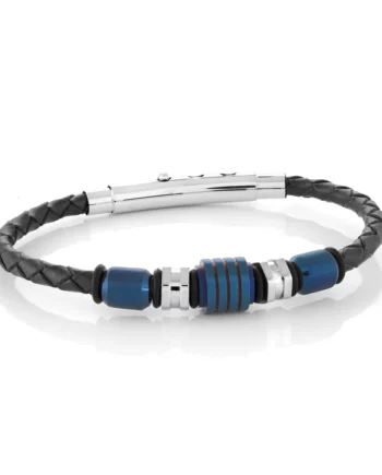 Mixed Bead with Blue Leather Bracelet