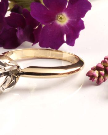 14K Yellow Gold Solitaire w/ WG Head 1 Ct Six Prong