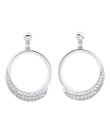 Sterling Silver & CZ Dangle Hoop Earring