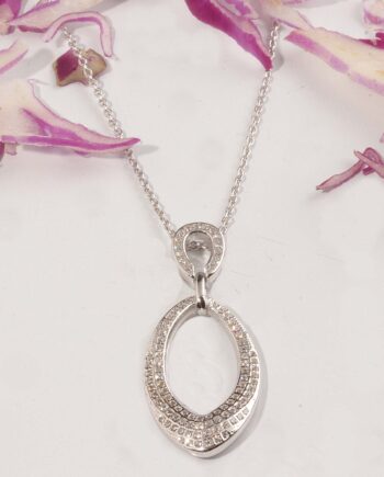 Sterling Silver & CZ Drop pendant with Cable/extension chain