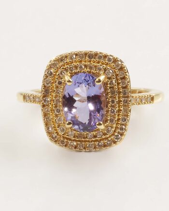 Tanzanite Oval W/Diamonds Ring 14KYG #11484