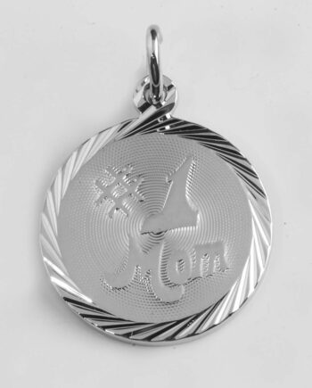 #1 MOM Sterling Silver Disc Charm 3/4" Diameter