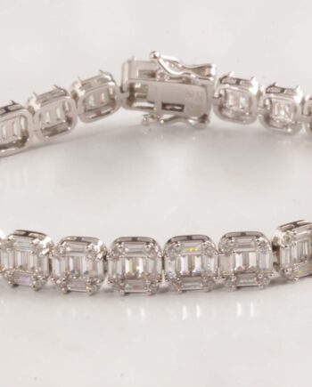 SS Baguette Cut CZ Tennis Bracelet