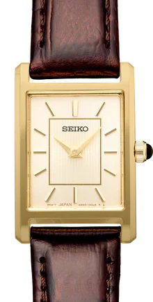 Ladies Champagne Dial Leather Strap Seiko