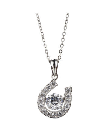 CZ Sterling Silver Horseshoe Pendant