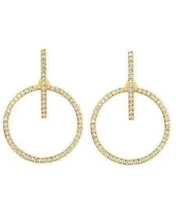 14KYG Diamond Circle w/ Diamond Bar Earrings