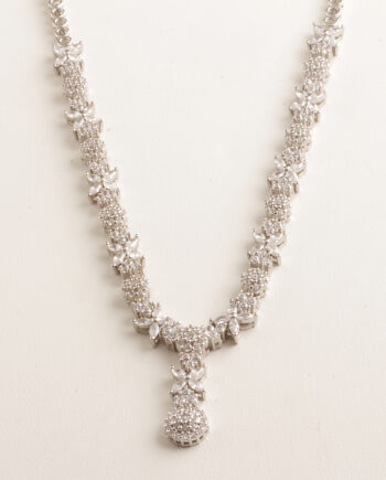 Sterling Silver CZ Fashion Drop Necklace