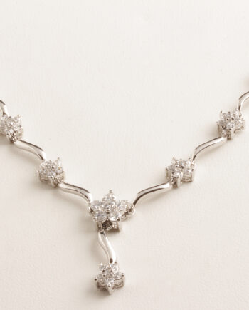 CZ Drop Flower Necklace Sterling Silver