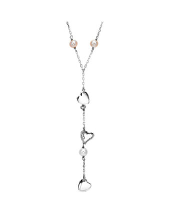 Sterling Silver Pearl & Heart Necklace
