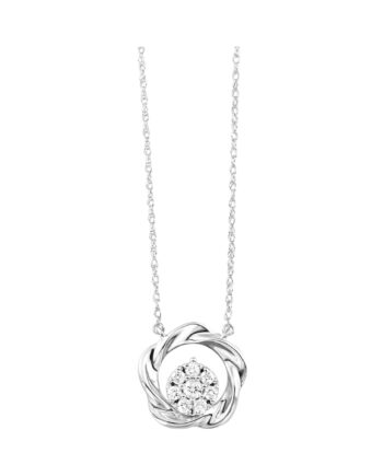 Sterling Silver 1/14tdw Flower Pendant