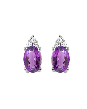 10K WG Amethyst & Diamond Earrings