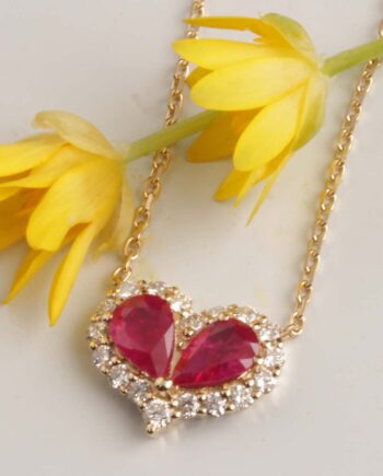 14K YG 2 Ruby & Diamond .30tdw pendant