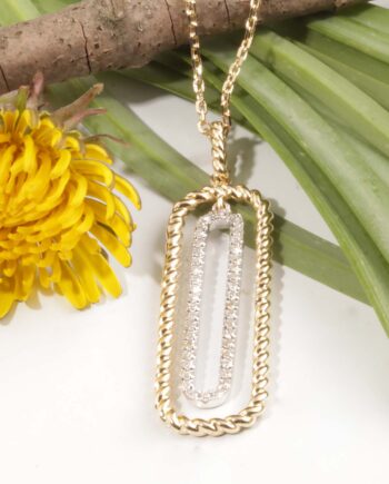 14K YG .21tdw Diamond Paperclip Pendant