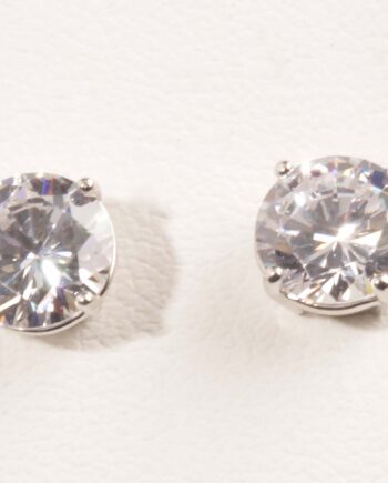 Sterling Silver 8mm Round CZ Earrings