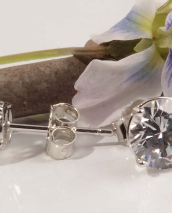 Sterling Silver 7mm CZ Earrings