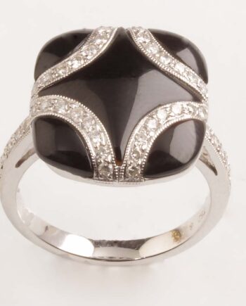 Onyx & Diamond Fashion Ring,  3.7Dwt, 34 diamonds, .50Tdw #12223