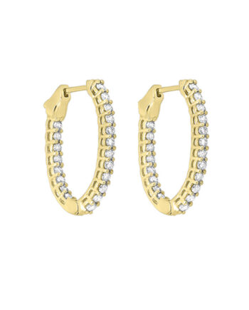 14K YG 1.00ct Inside/Outside Diamond Hoops