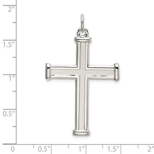 39x26mm. Sterling silver Polished and Satin Cross Pendant. #12279