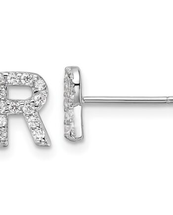 Sterling silver letter R initial w/ CZs #12283