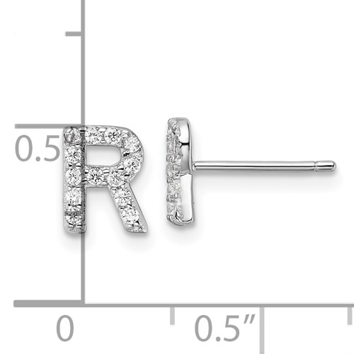 Sterling silver letter R initial w/ CZs #12283