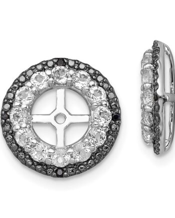 13x13mm. Sterling silver earring jacket w/ White Topaz and Black Saphire. #12284