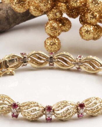 14K  .5ct Diamond.   .75ct Ruby.   7.5" 19.4dwt #12294