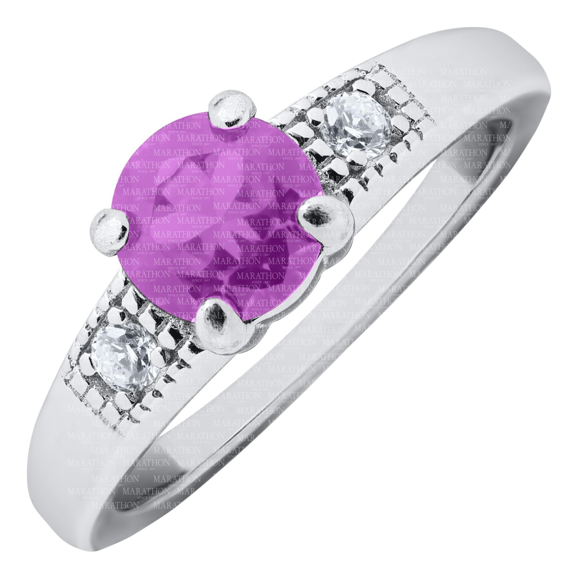 Sterling Silver February Birth Stone Childs Ring. Size: 4. Stone: Cubic Zirconia. #12315