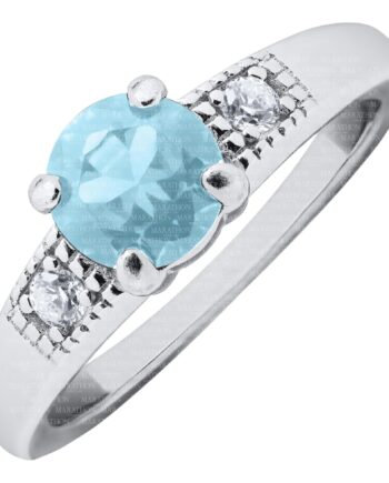 Sterling Silver March Birth Stone Childs Ring. Size: 4. Stone: Cubic Zirconia. #12318