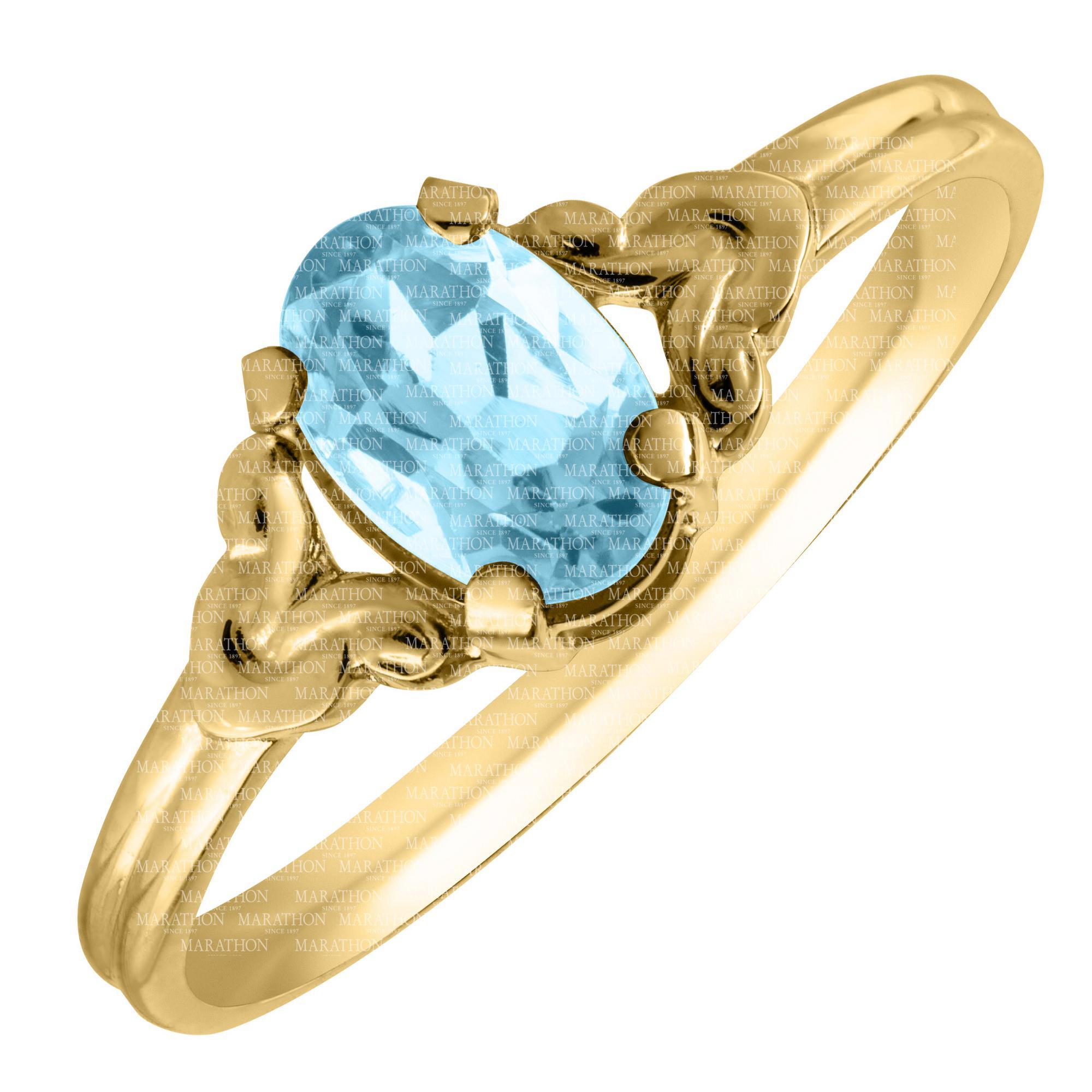 14KYG March Birth Stone Childs Ring. Size 4.5  .7dwt #12340