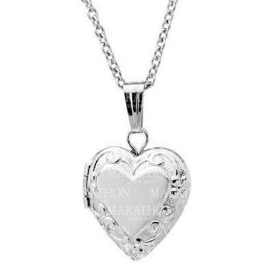 SS Ornate Heart Locket. 12x18mm. 15" chain. #12355