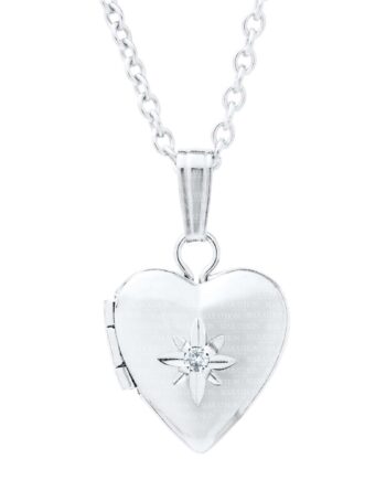 SS Diamond Heart Childs Locket. 10x16mm. 13" chain. #12357