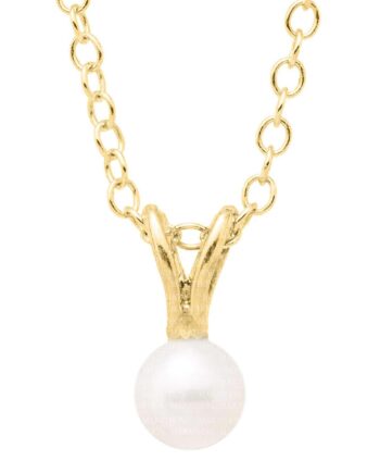 14K Gold-Filled Pearl Kids Pendant. 6x11mm. 15" chain. #12368
