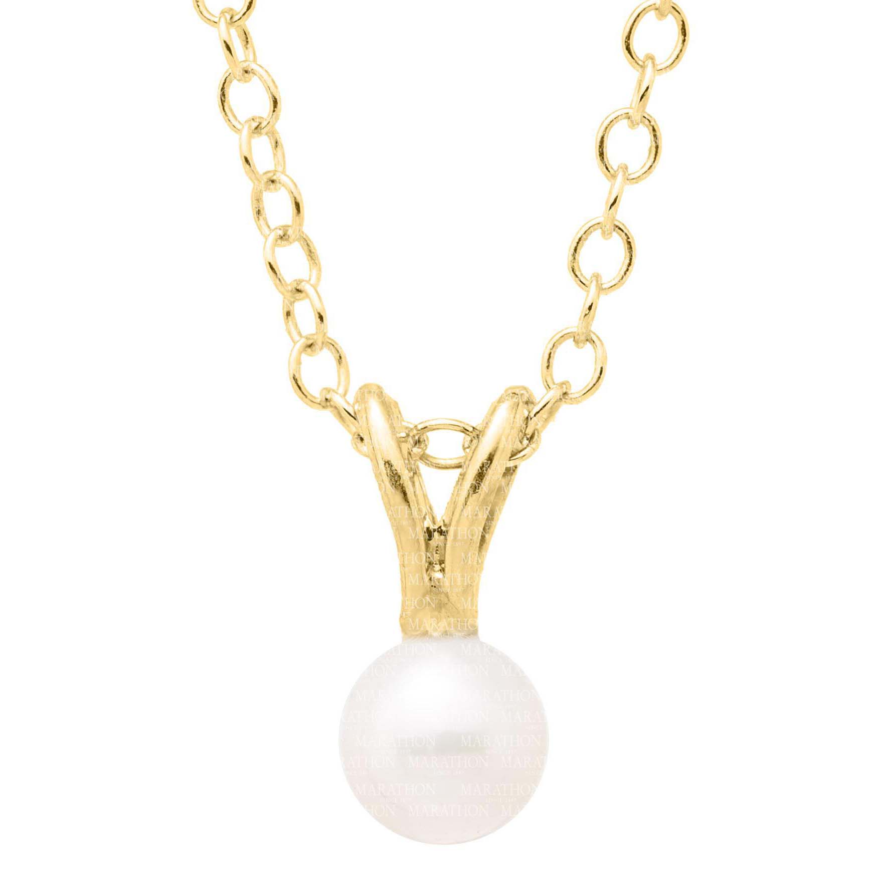 14K Gold-Filled Pearl Kids Pendant. 6x11mm. 15" chain. #12368