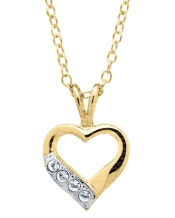 14K Gold-Filled Crystal Heart Locket. 11x16mm. 15" chain. #12370