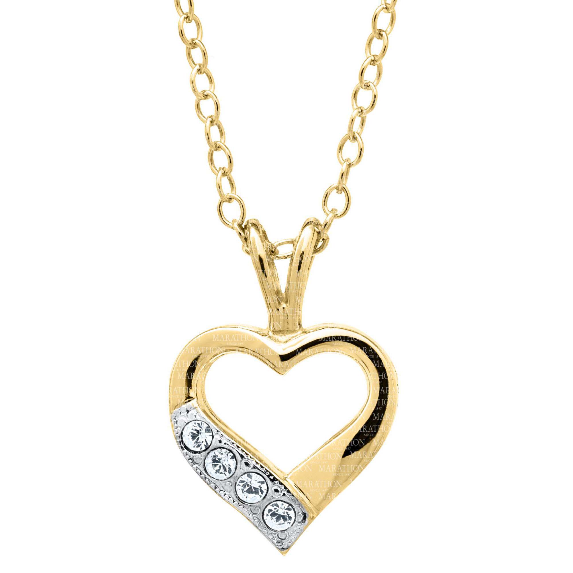 14K Gold-Filled Crystal Heart Locket. 11x16mm. 15" chain. #12370