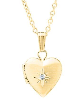 14K Gold-Filled .01ct Diamond Heart Locket. 10x16mm. 13" chain. #12372