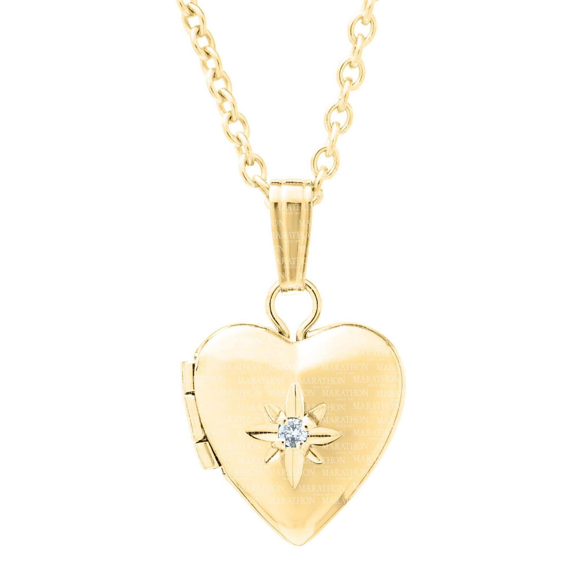 14K Gold-Filled .01ct Diamond Heart Locket. 10x16mm. 13" chain. #12372