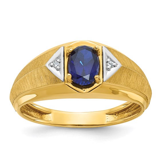 14KYG Saphire & Diamond IBGoodman Man's Ring .014tdw 4.35dwt #12421