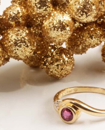 14KYG Round Ruby Ring w/ Diamond .03tdw #12433