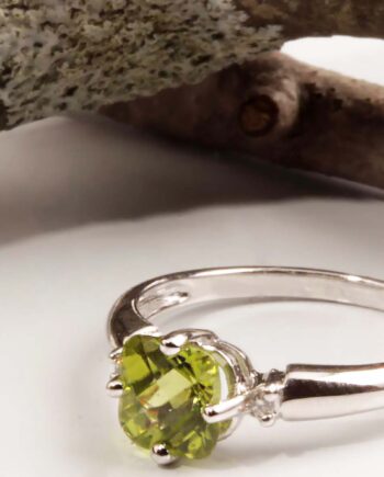 14KWG Peridot Ring w/ Diamonds #12441