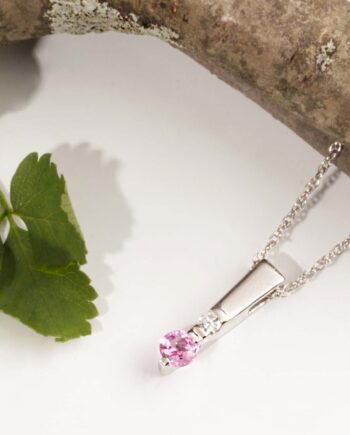 14KT White Gold Pink Sapphire Pendant #12454