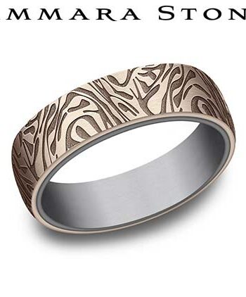 14K Rose Gold & Tantalum 6.5mm Faux Mokume Wedding Band