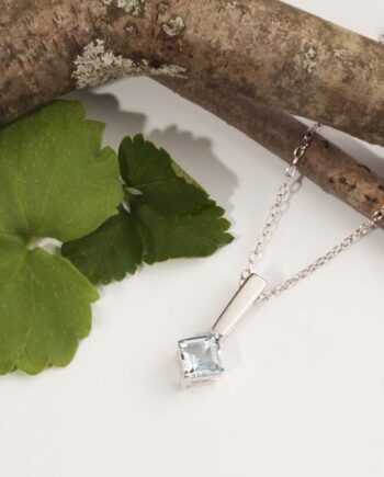 14KT White Gold Squared Aquamarine Pendant #12473