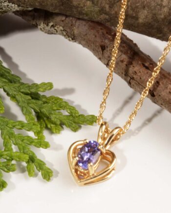 14KT Yellow Gold Tanzanite Heart Pendant #12489