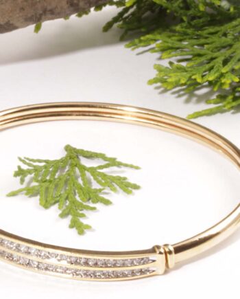 14KYG 1.00ct Diamond Bangle Bracelet  5.2dwt  50 (1.5 mm) Diamonds #12501