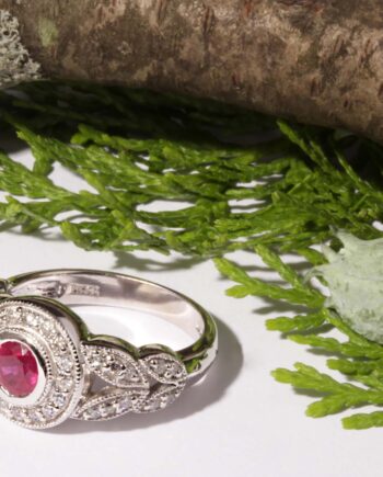 14KWG .5ct Round Ruby & .5tdw Diamonds Ring 3.4dwt #12508