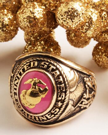 10KT Yellow Gold Ruby US Marines Men's Ring 8.3dwt #12509