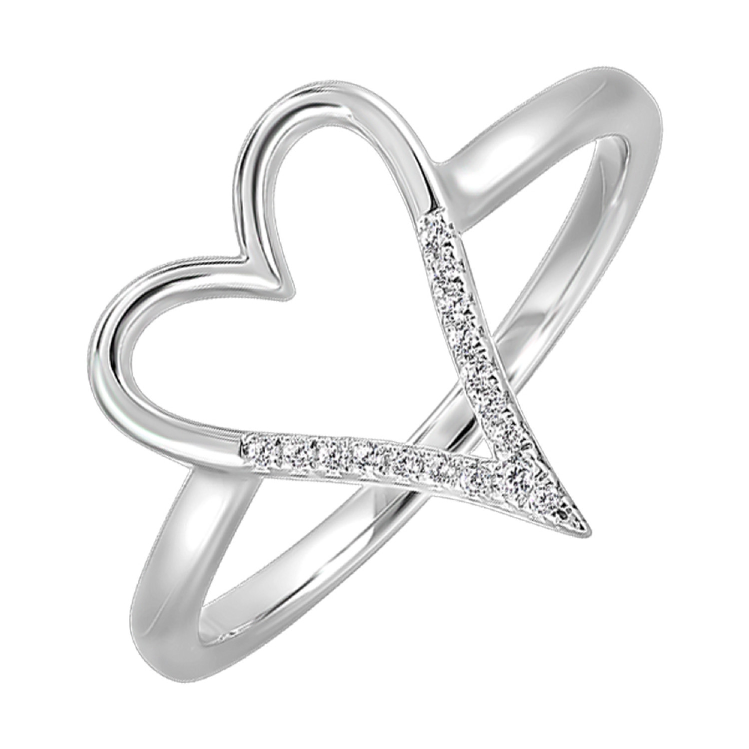 S/S 1/2CT Diamond Heart Ring #12513