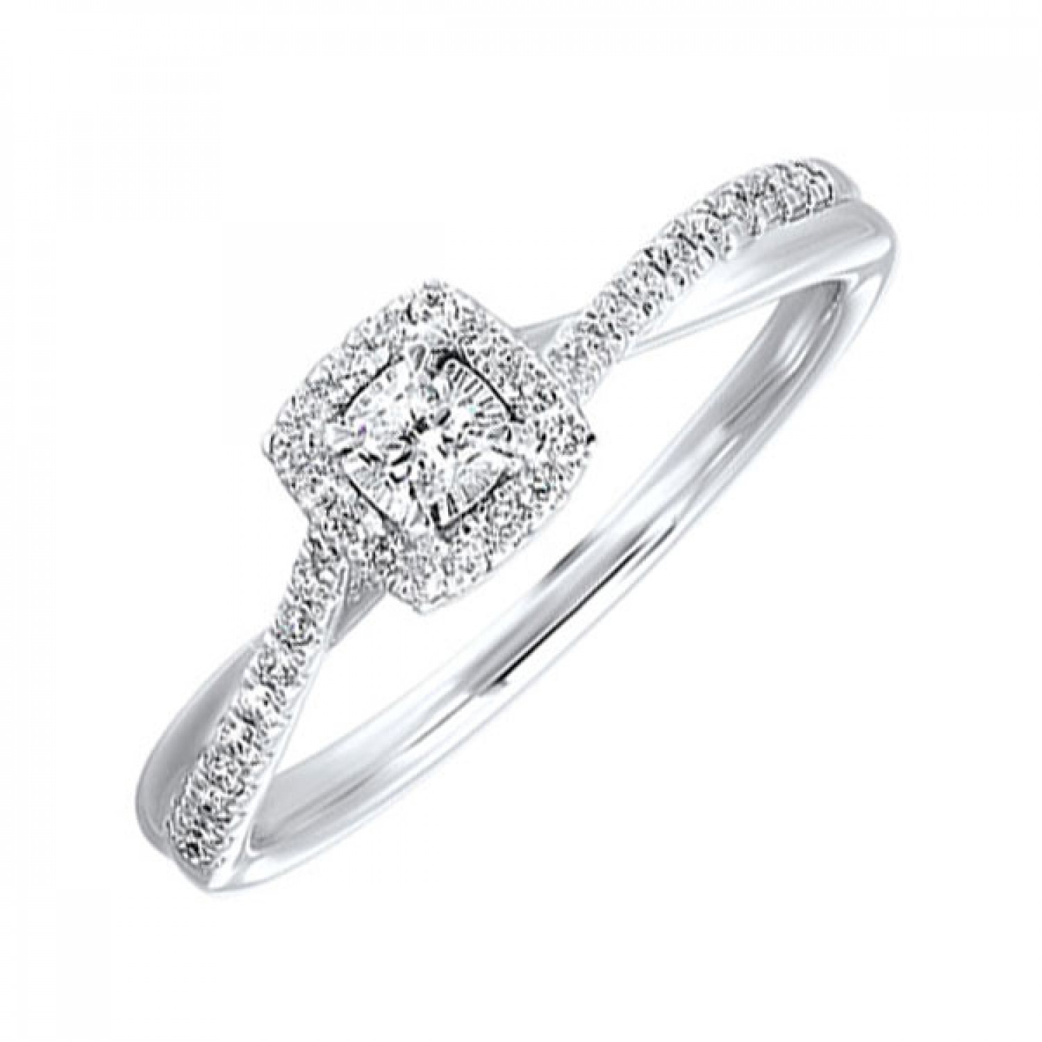 14KWG 1/4CT Square Diamond Engagement Ring #12514
