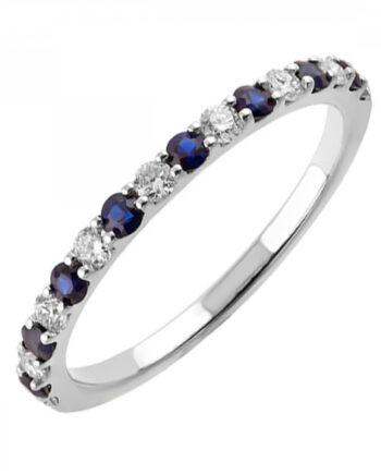 10KWG 1/5CT Diamond & 1/5CT Sapphire Stackable Ring #12517
